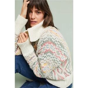 Anthropologie Sleeping On Snow Agnetha Chalet Jaquard Pullover Sweater Size Med